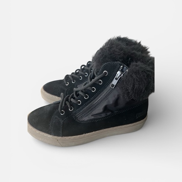 Cougar Shoes - Cougar Black Ankle Boots with Fur Trim